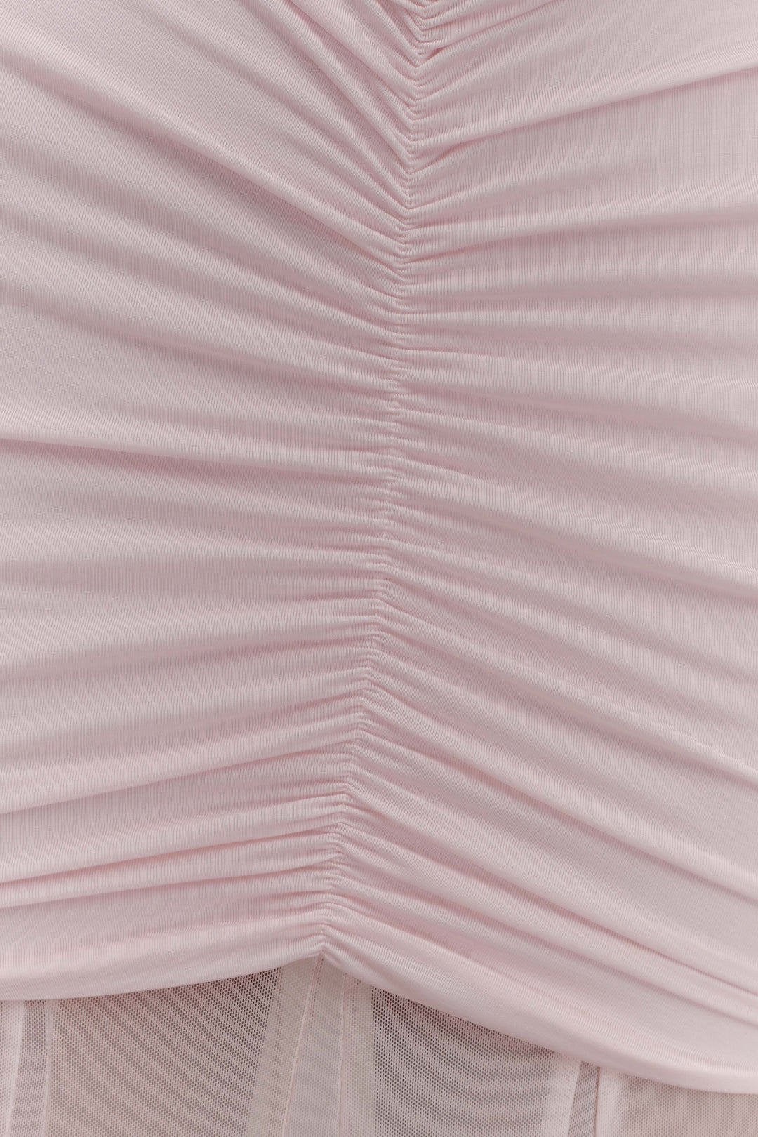 Caspian Blush – Off-Shoulder Mesh Dress