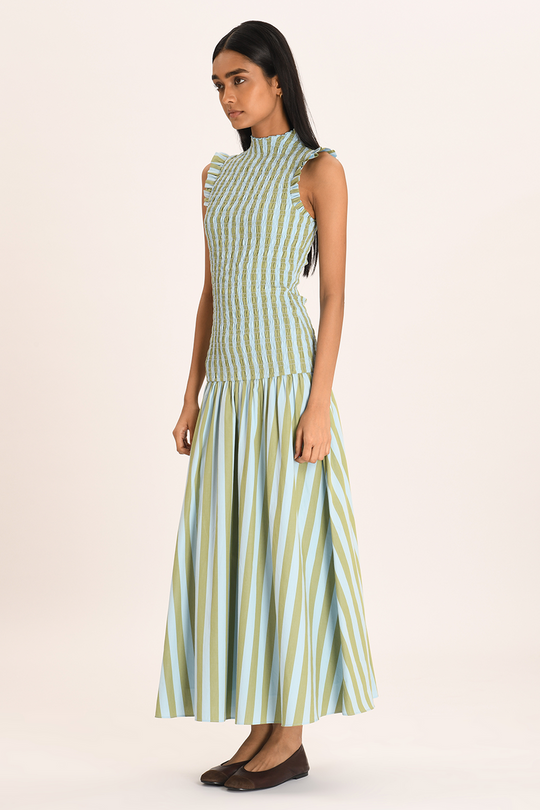 Robe Riviera – Rayures Élancées & Silhouette Sculptée