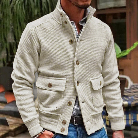 Veste pour homme à col montant en couleur unie