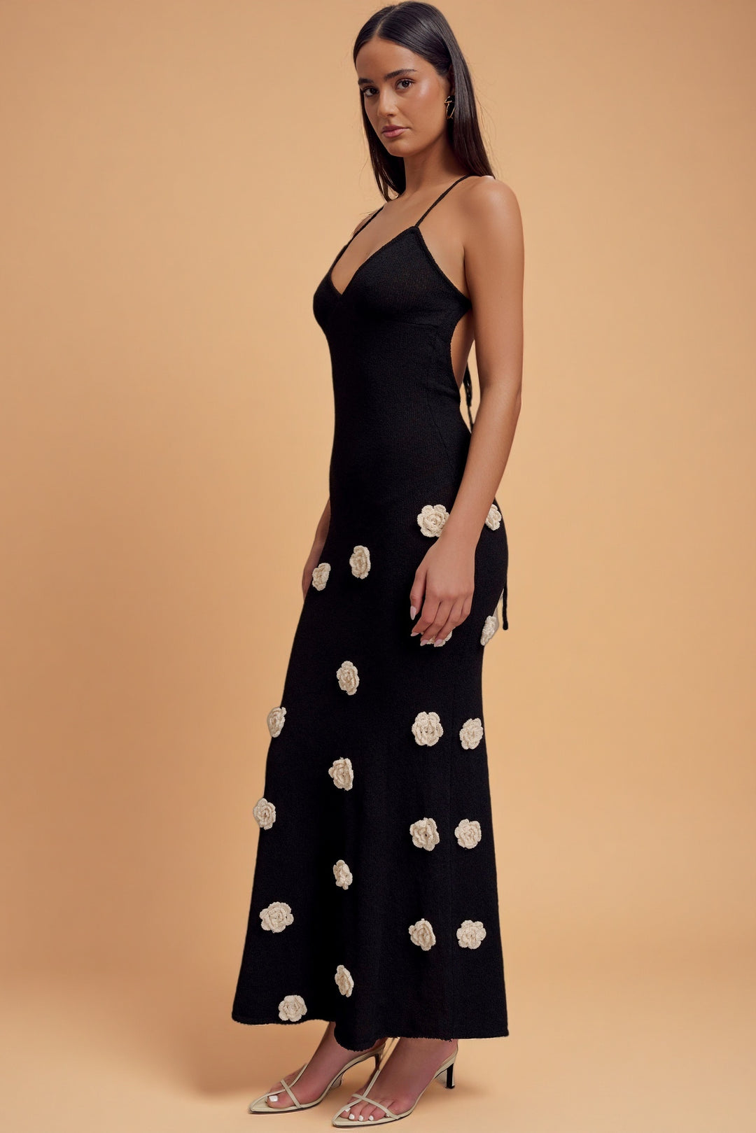 Suki Bloom Knit Dress – Black/White