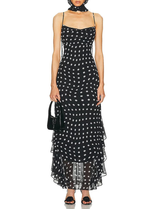 Robe Nuit d’Éclats – Élégance à Pois & Charme Rétro