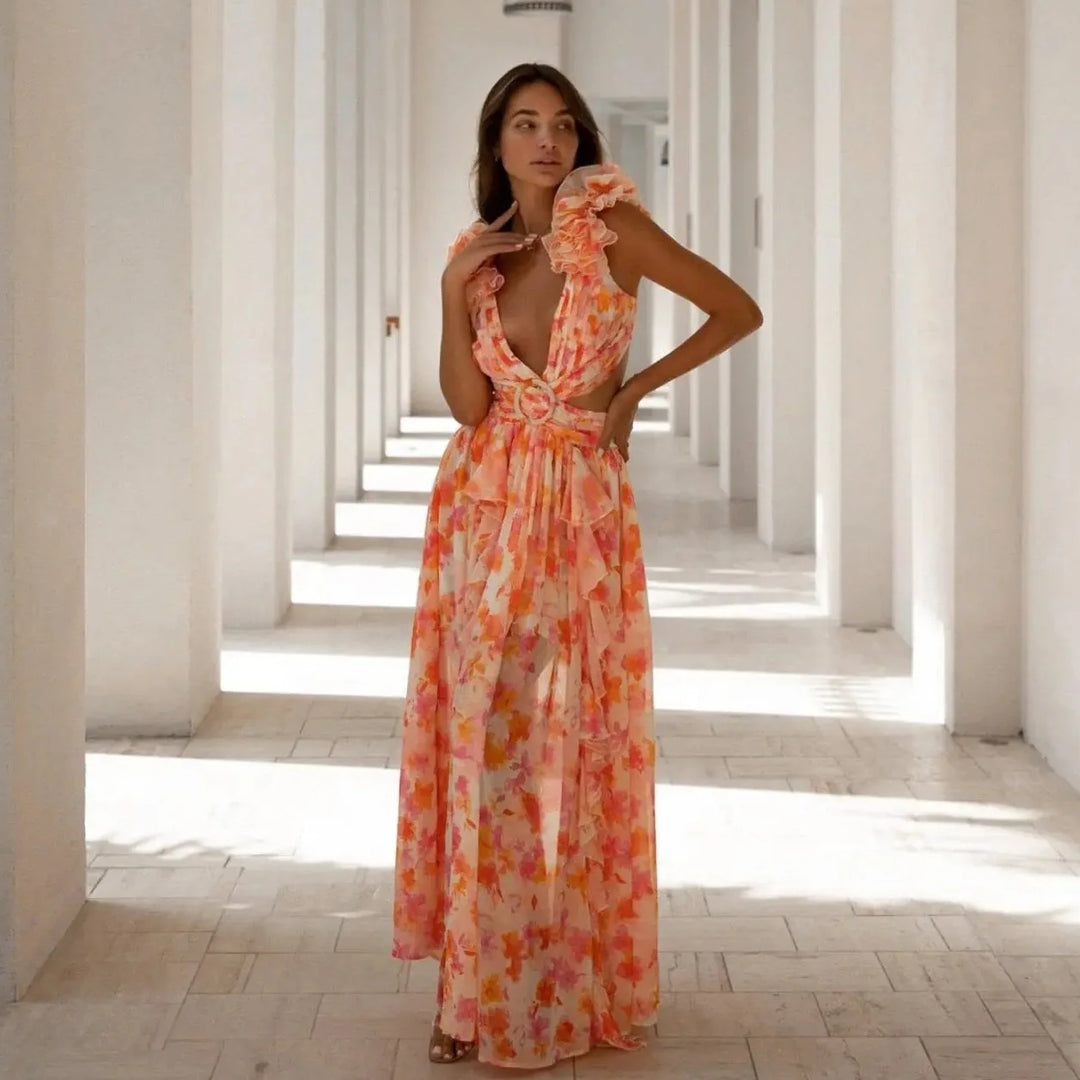 Robe Jardin des Rêves – Volants Romantiques et Imprimé Floral