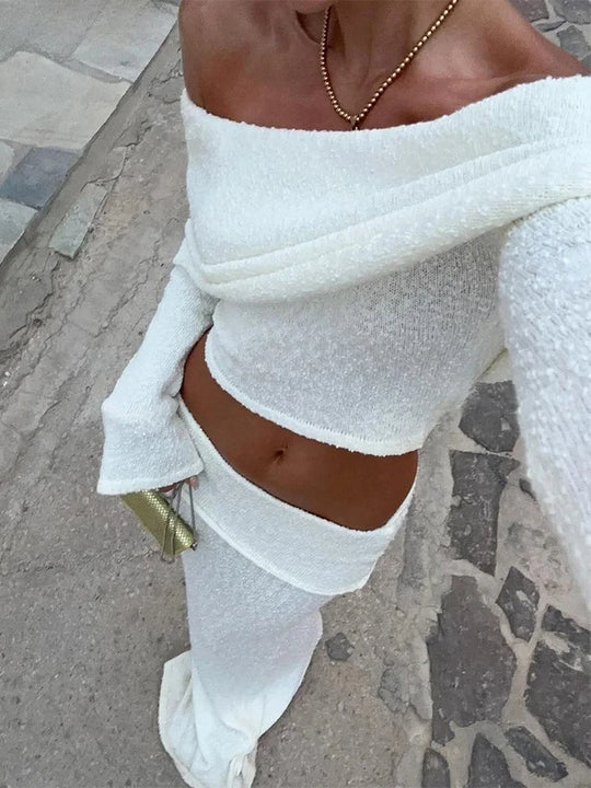 Nocturne Blanche – Ensemble Off-Shoulder Sensuel