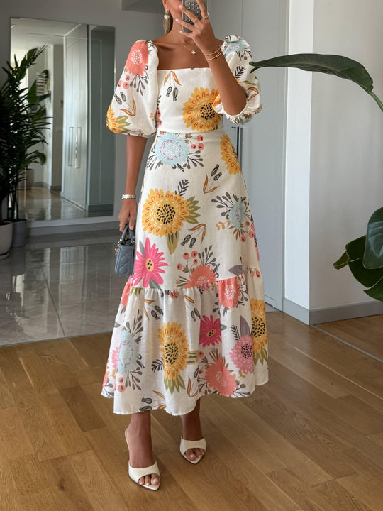 Robe Jardin d’Été – Élégance Florale & Esprit Bohème