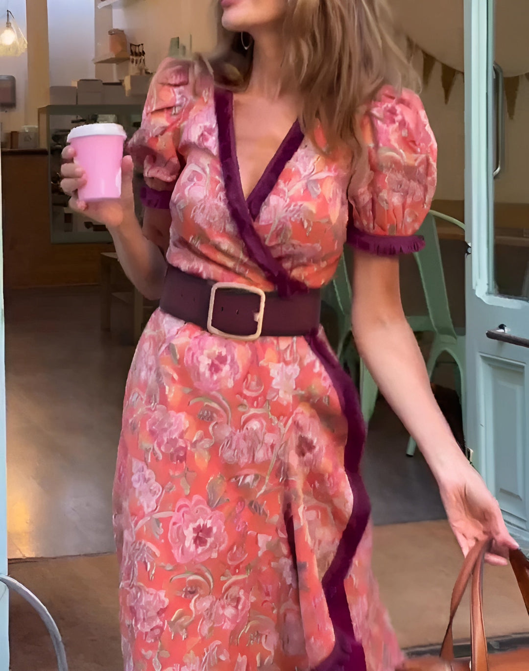 Robe Fleur de Café – Volants & Élégance Bohème