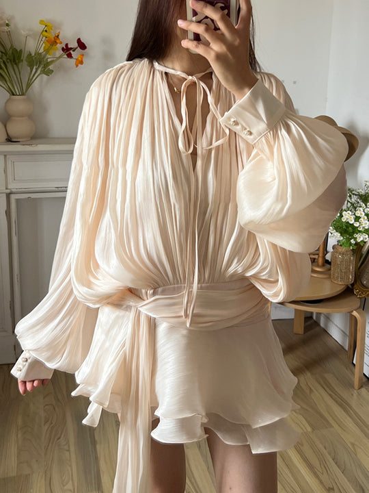 Robe Drapée Vert Sauge – Élégance Bohème