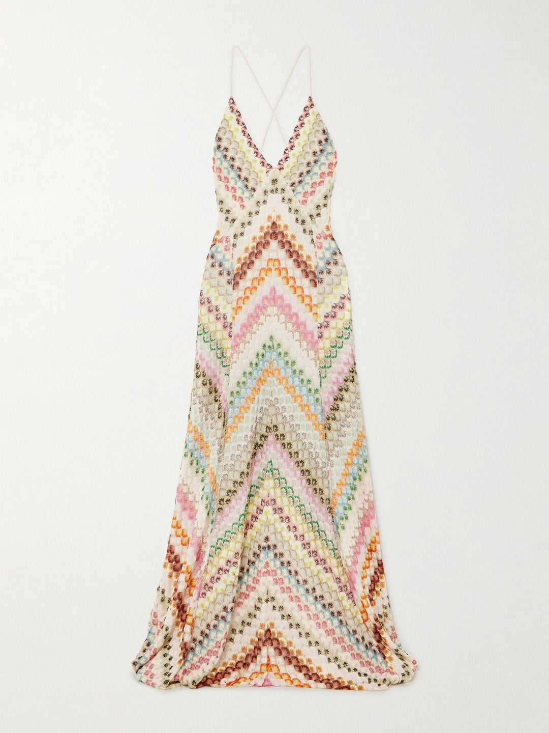 Robe Soleil en Maille – Dos Nu & Motif Chevron