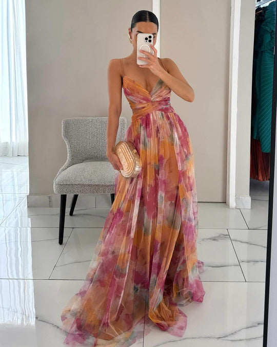 Robe Éthérée Aquarelle – Fluidité Bohème en Couleurs Pastel