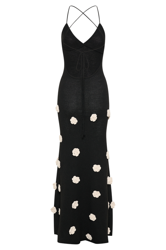 Suki Bloom Knit Dress – Black/White