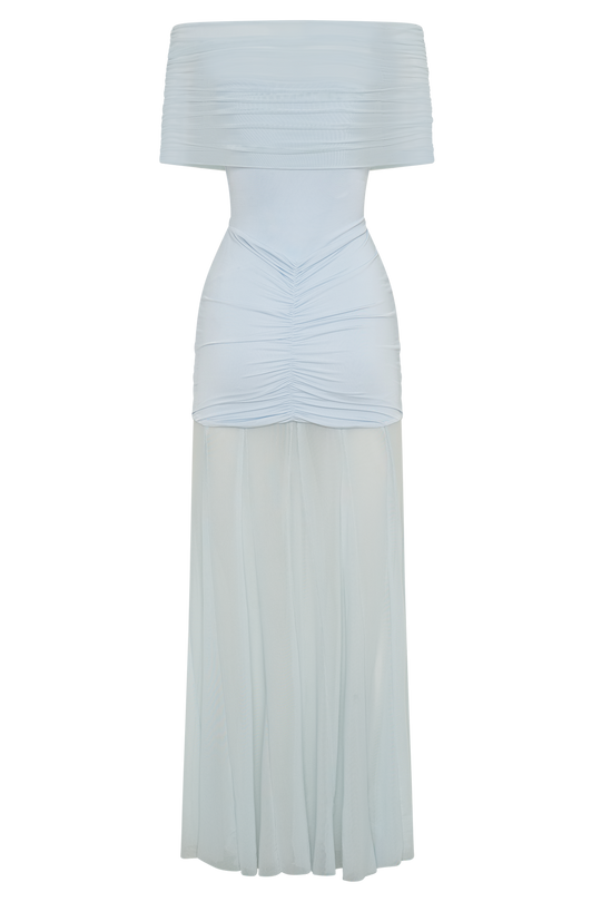 Caspian Off-Shoulder Mesh Maxi Dress