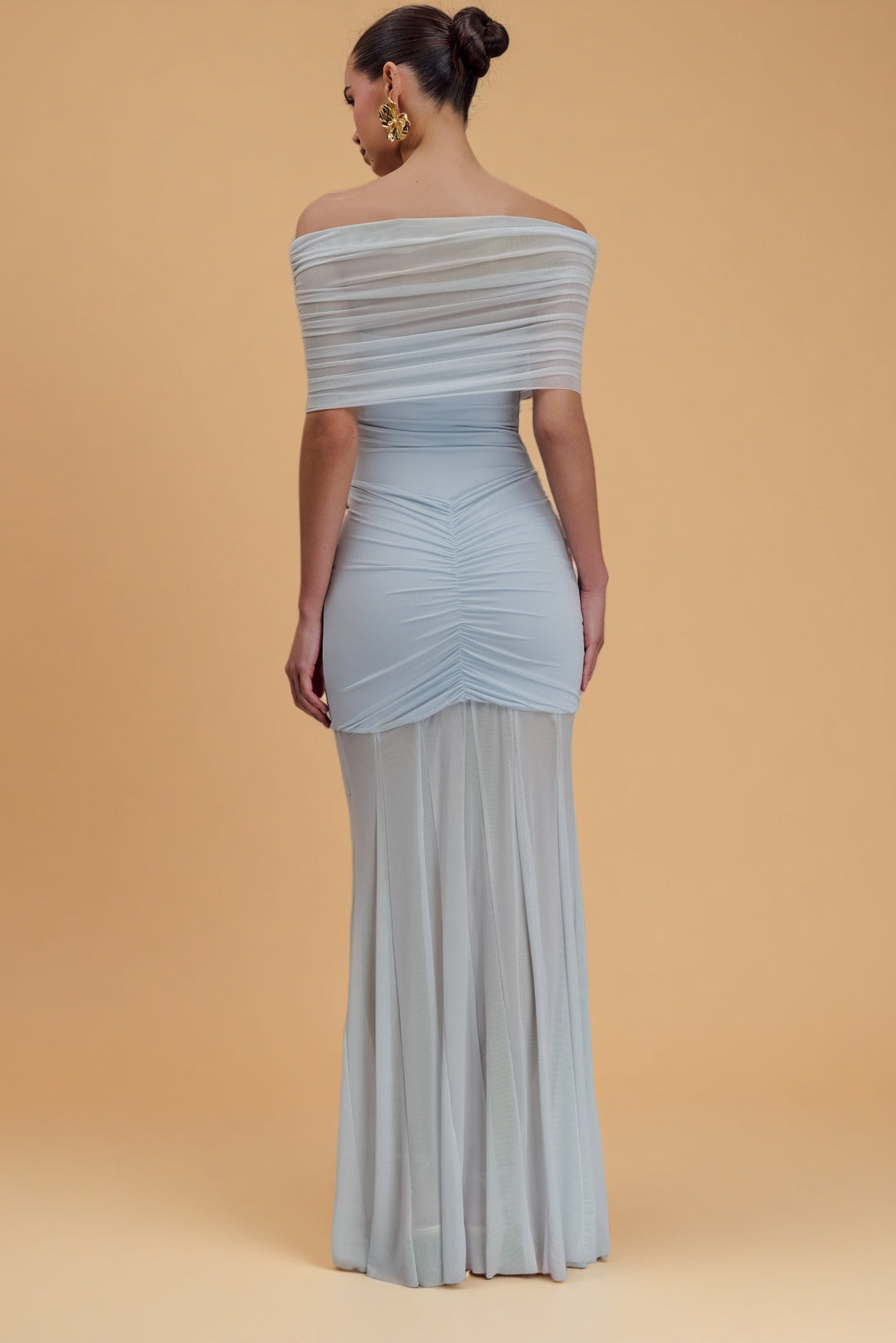 Caspian Off-Shoulder Mesh Maxi Dress