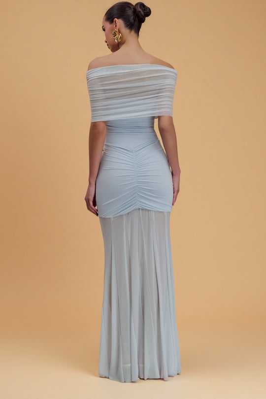 Caspian Off-Shoulder Mesh Maxi Dress