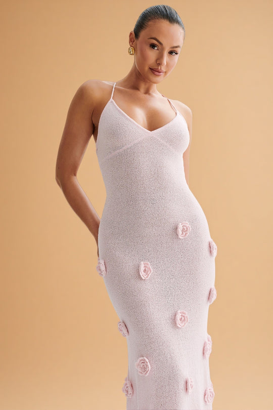 Suki Bloom Knit Dress – Baby Pink