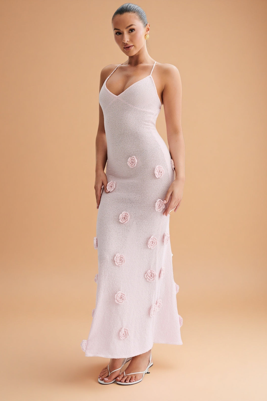 Suki Bloom Knit Dress – Baby Pink