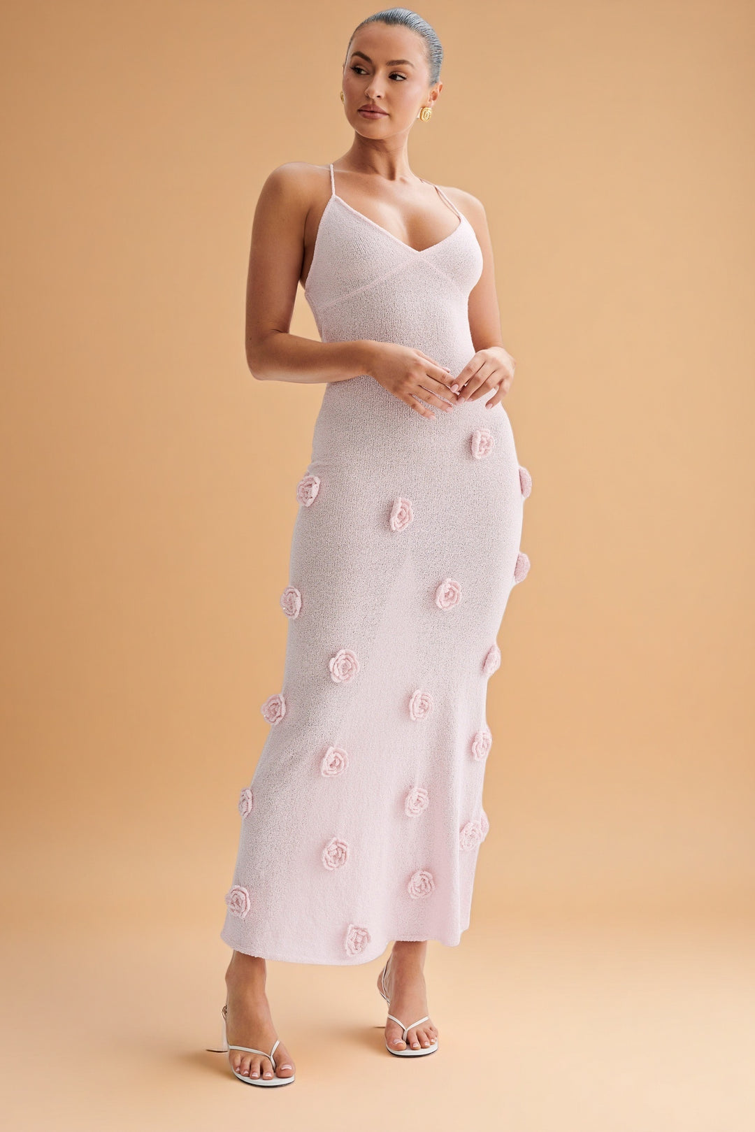 Suki Bloom Knit Dress – Baby Pink