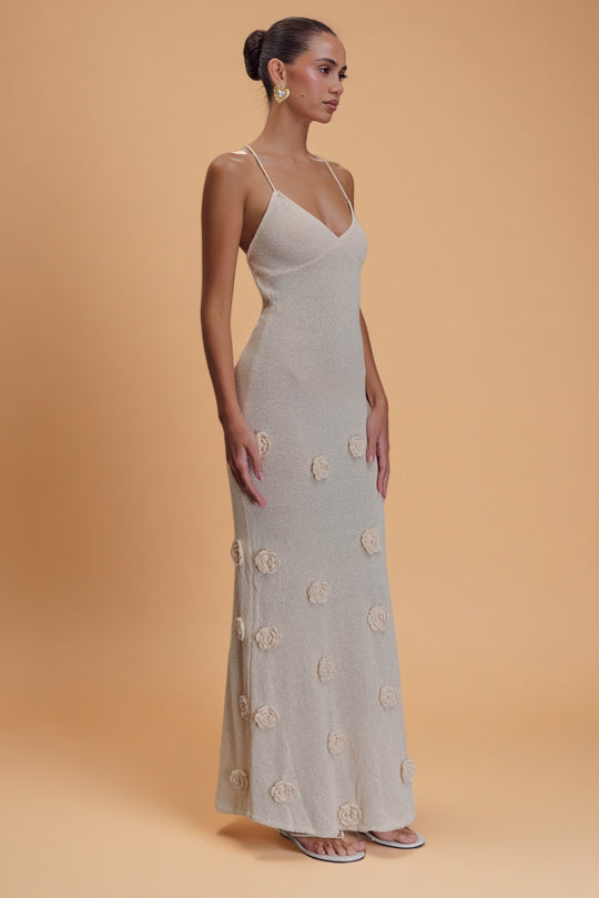 Suki Bloom Knit Dress – Nude