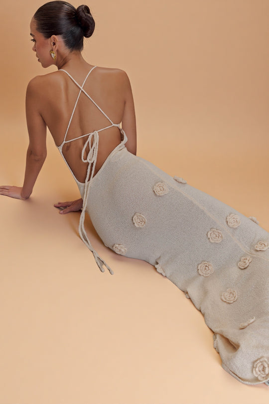 Suki Bloom Knit Dress – Nude