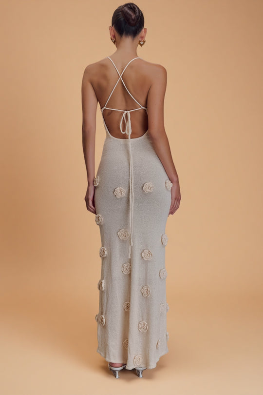 Suki Bloom Knit Dress – Nude