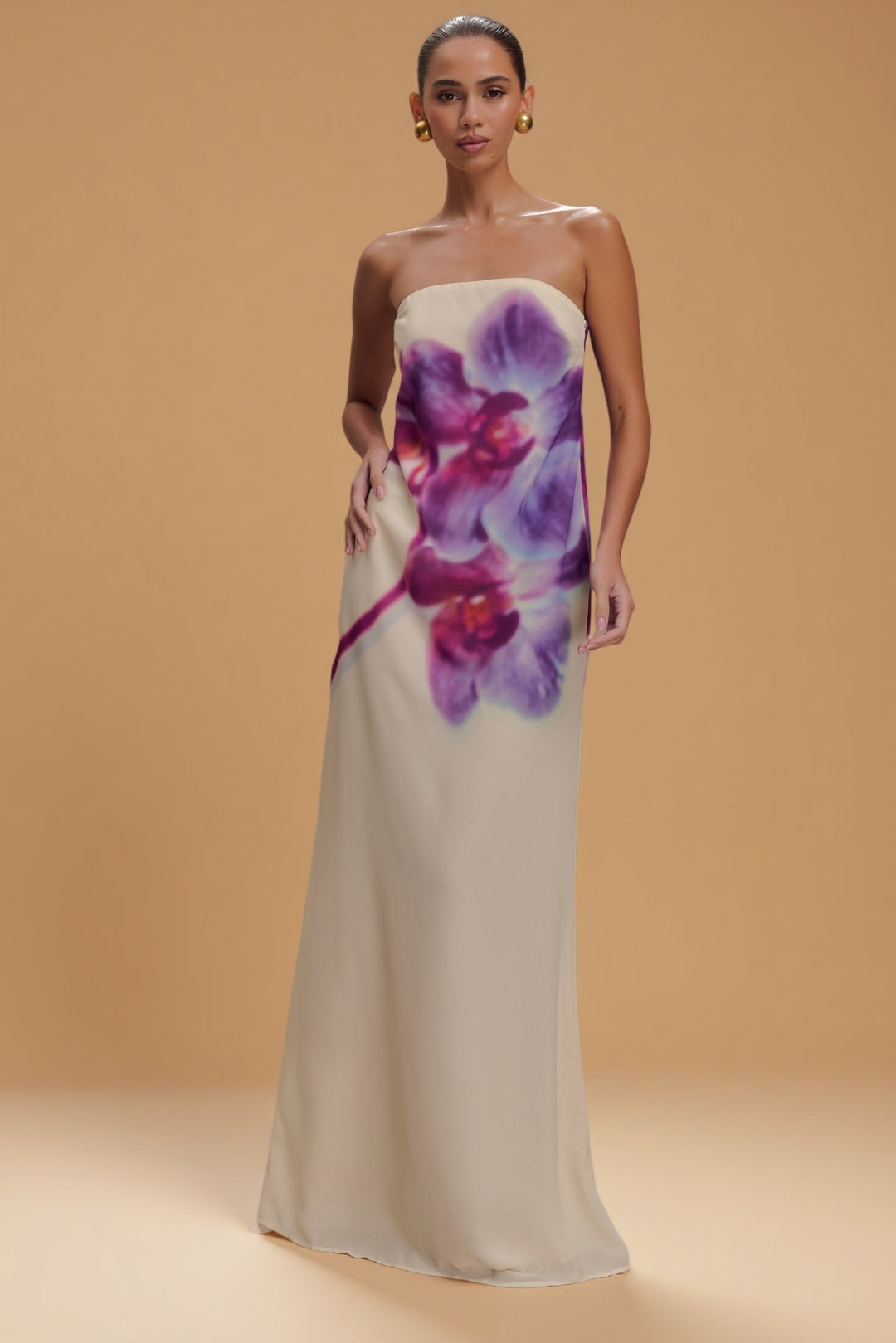 Amaya – Ivory Orchid Maxi Dress