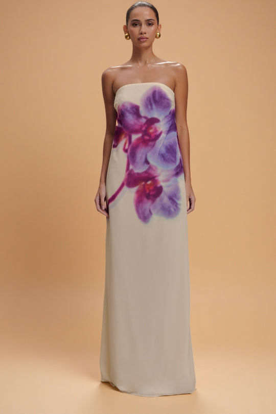 Amaya – Ivory Orchid Maxi Dress