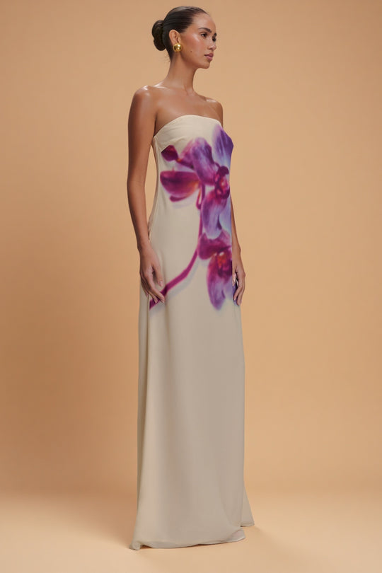 Amaya – Ivory Orchid Maxi Dress