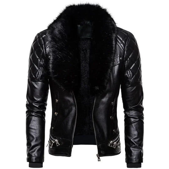 Thiago™ | Blouson aviateur marron avec col en fourrure noire