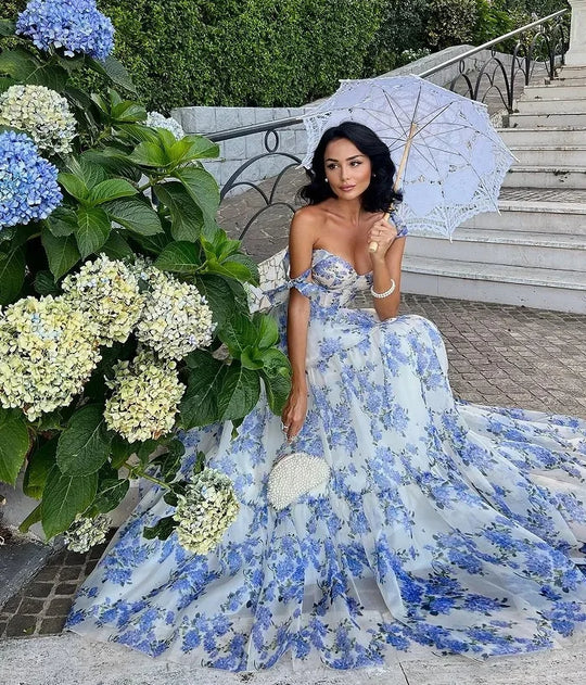 Robe Dolce Vita Fleurie – Bleu & Rose Antique