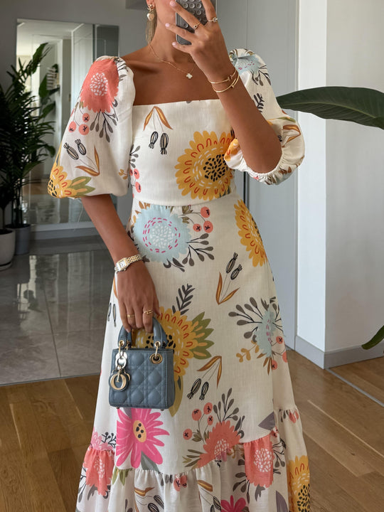 Robe Jardin d’Été – Élégance Florale & Esprit Bohème