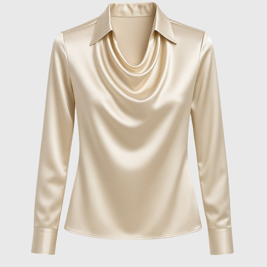 Sylvie | Blouse avec éclat luxueux et col plissé